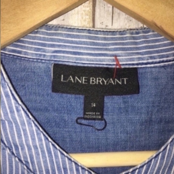 Lane Bryant Blue Chambray Sleeveless Button Down - Picture 2 of 4